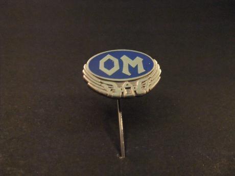 OM ( Officine Meccaniche )Italiaans auto- en vrachtautomerk logo blauw